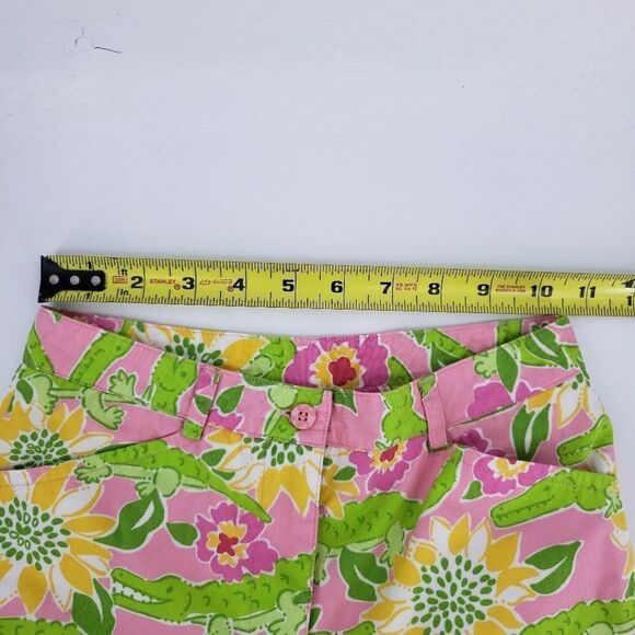 Lilly Pulitzer Capris Pants Croc Monsieur Pink Green Alligators - Picture 6 of 8